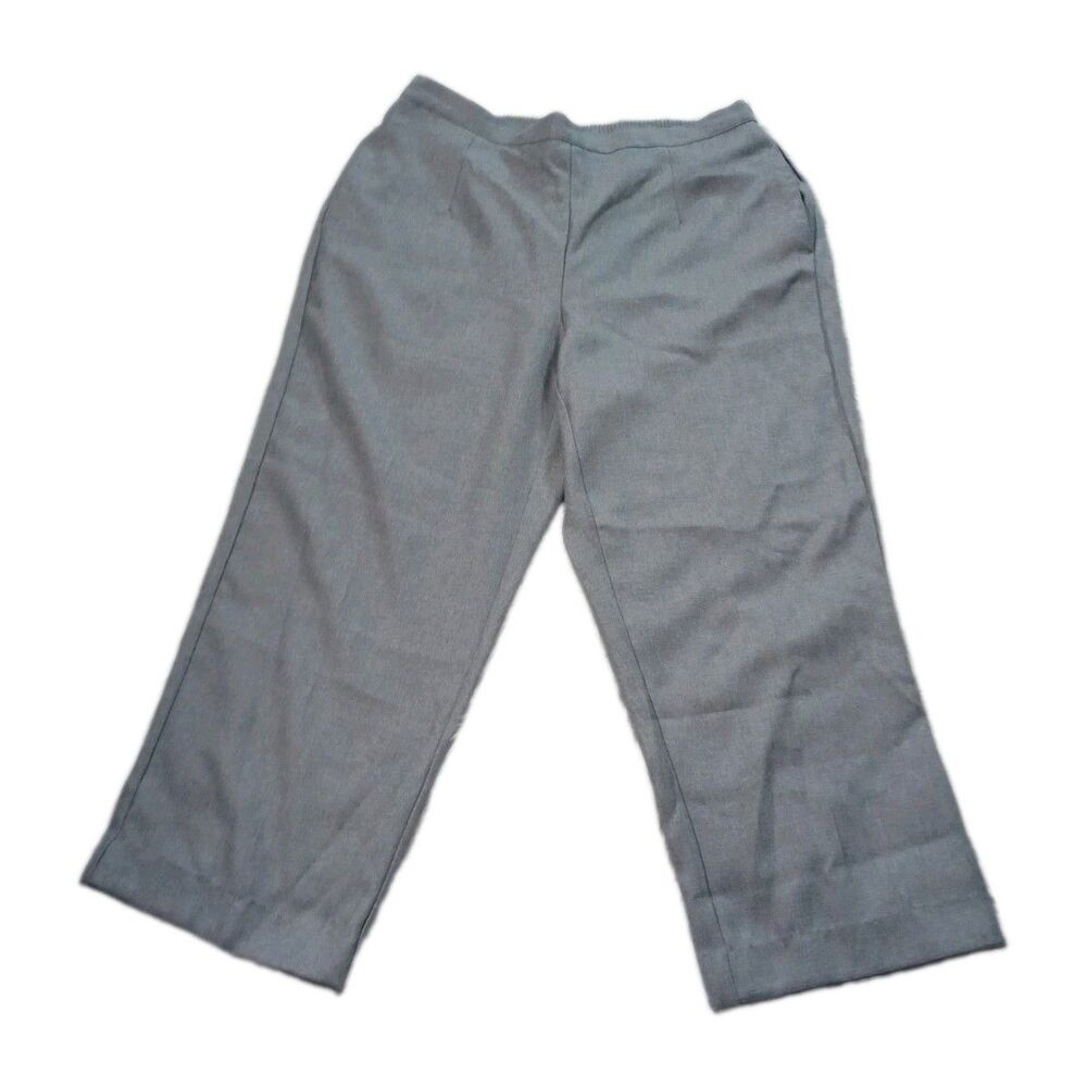 Alfred Dunner Woman Pants Size 16W Gray Herringbone Elastic Waist Pull On Pocket
